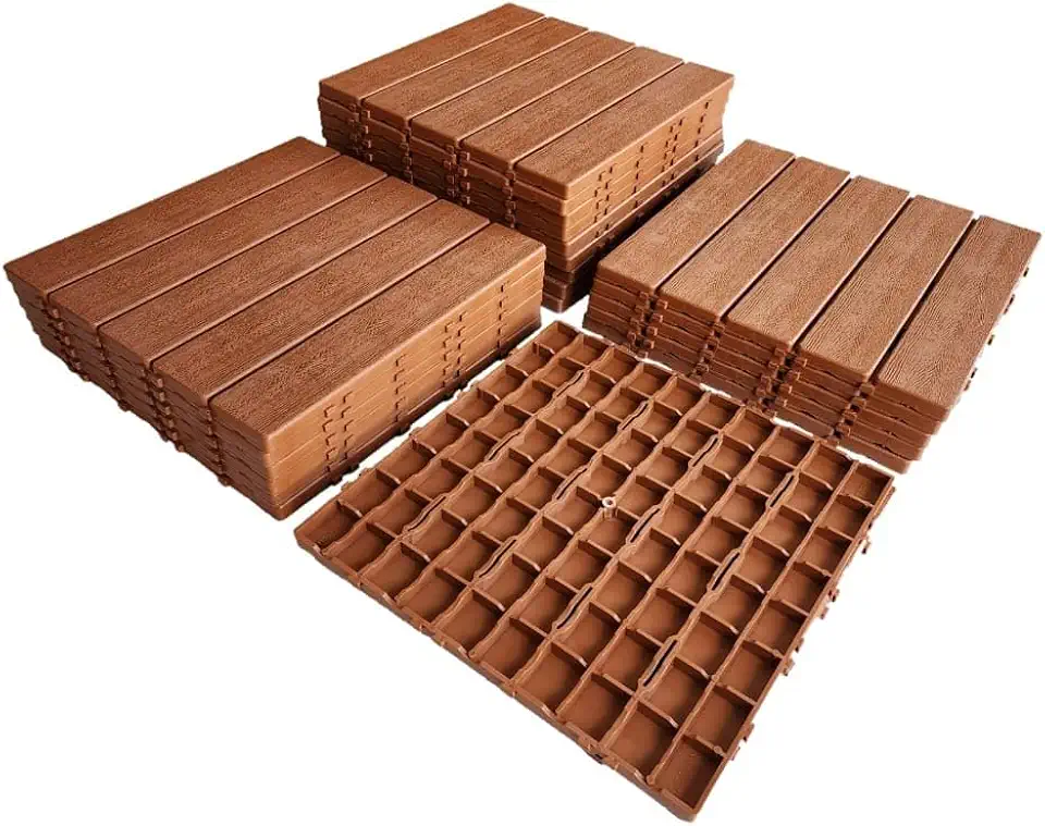 Kit com 10 Peças, Deck Modular de Plástico, Textura Madeira, 30x30cm.