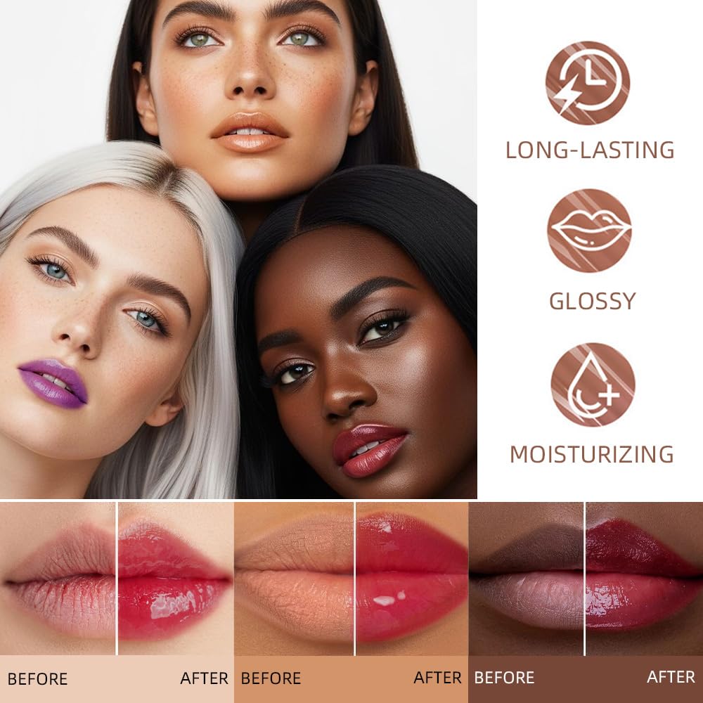 evpct Nourishing Moisturizing Tinted Lip Balm for A Sheer Tint of Color, Softens Smooths Hydrates Moisturizes Lightweight, Lip Care Gloss Plumper Stain for Women Dry & Chapped Lips, 09# POMEGRANATE - Image 4