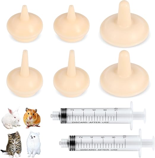TOYMIS 6pcs Pet Feeding Nipple,Silicone Feeding Nipples