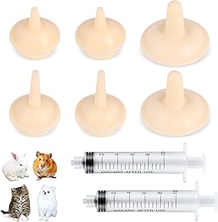 TOYMIS 6pcs Pet Feeding Nipple,Silicone Feeding Nipples, Reusable Bottle Nipples for Kittens Feeding Nipples for Puppies Kitten Nipples with 2pcs Feeding Tools for Newborn Kitten Puppies