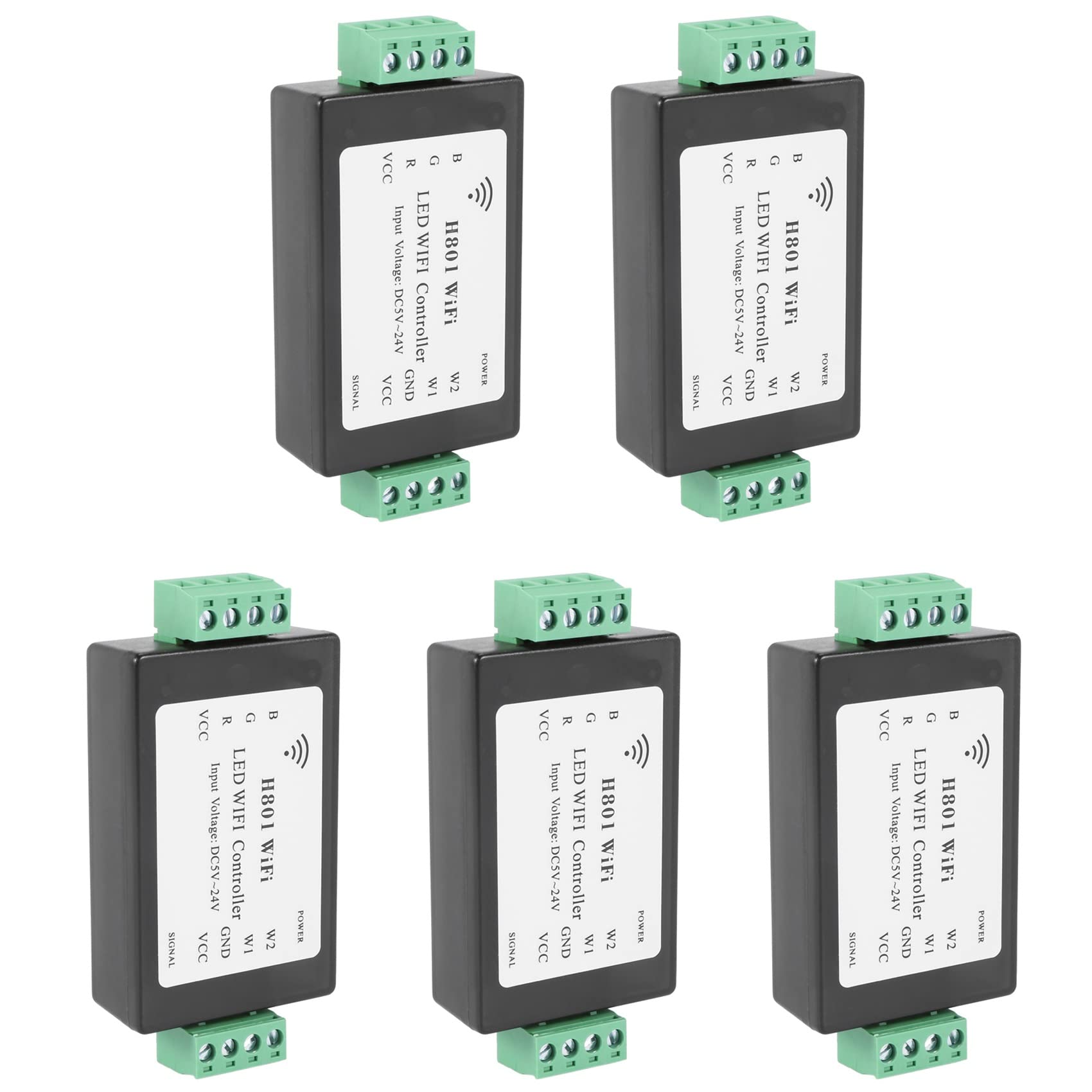 5 x H801 RGBW LED WIFI Controller LED RGB Controller DC5-24V Input per 5050 2835 3528 SMD LED Strip Light Tape Ribbon