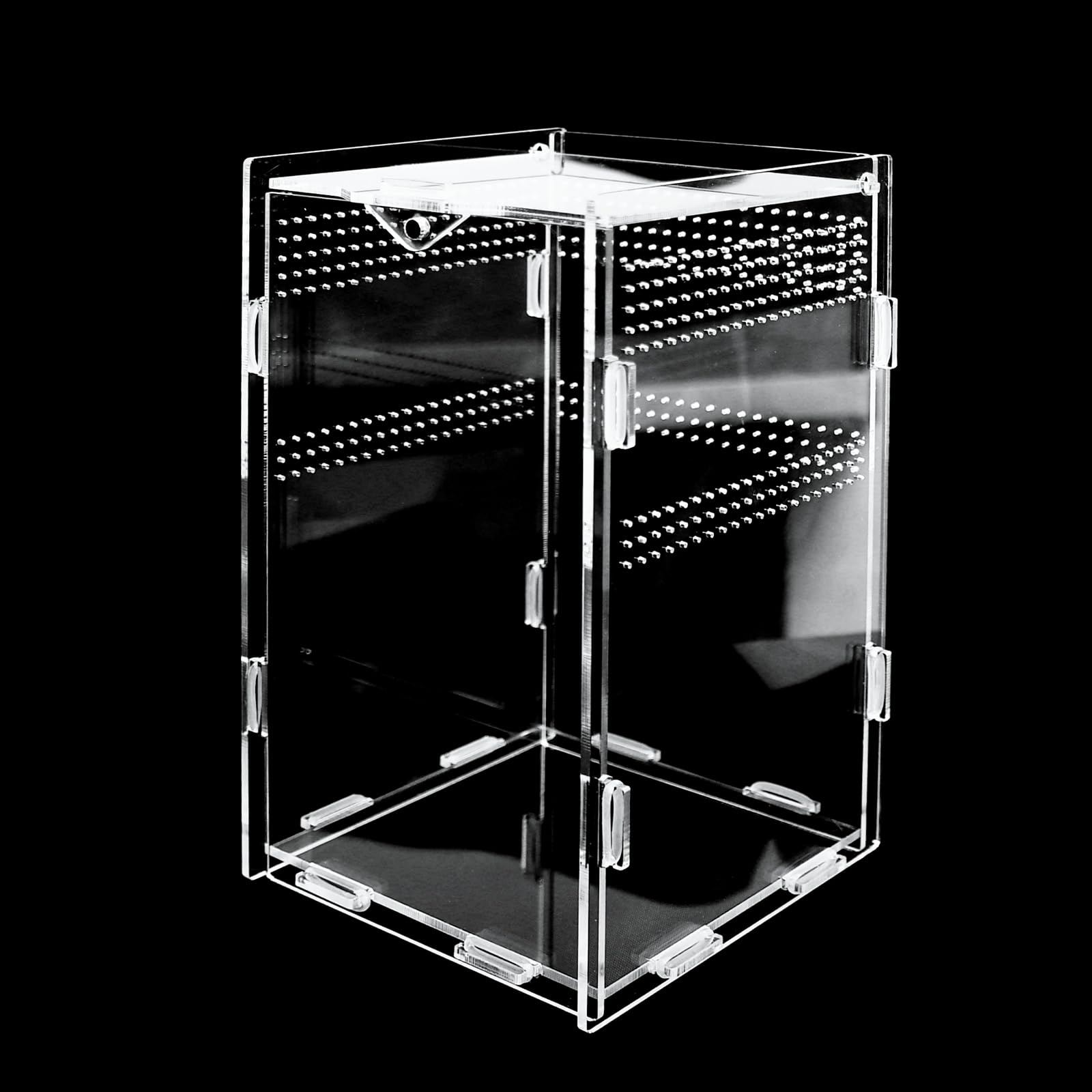 Gihioue Springspinnen terrarium, reptielenbak met heldere ventilatie - acryl spinnenterrarium met schuifdeksel | voor slang, gekko, plant, zand, rots