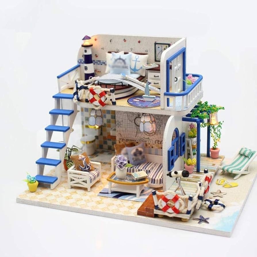 Amazon.co.jp: ミニチュア ドールハウス、LED ライト付き DIY