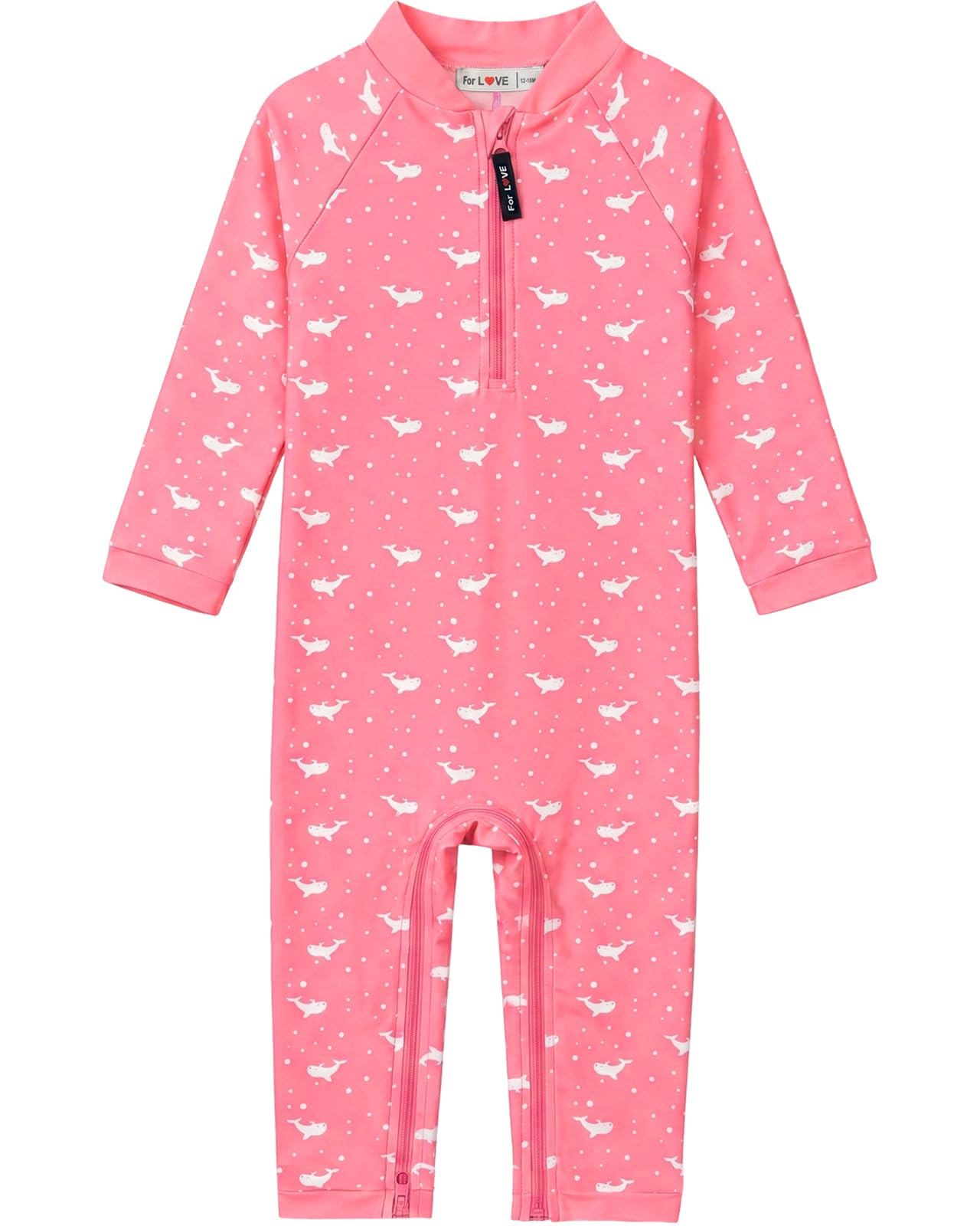 Wevswe Women's Pink Whale Baby Cut Whale Swimsuit Pink Rash Guards Sun Protection Infant Girls Bathing Suit Easy Diaper Changes Newborn
