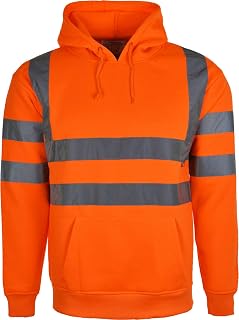 HIGH Visibility Hooded Jacket HI VIZ VIS Sweatshirt Fleece Security Jacket Reflective Band Hoodies Safety Work WEAR Jumper Hoody TOP Pullover