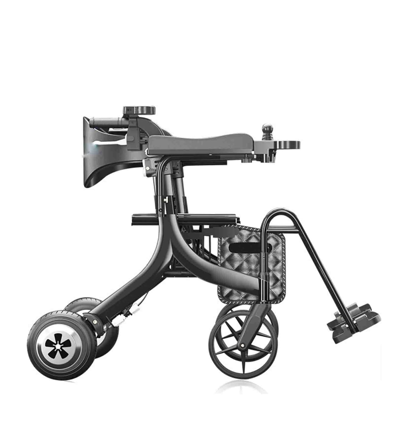 Andador para Ancianos 4 Ruedas Eléctrico, Andador Rollator con Asiento 3 en 1 Andador Multifuncional para Transporte de Personas Mayores, Silla de Ruedas Eléctrica Plegable Light Battery Trolley