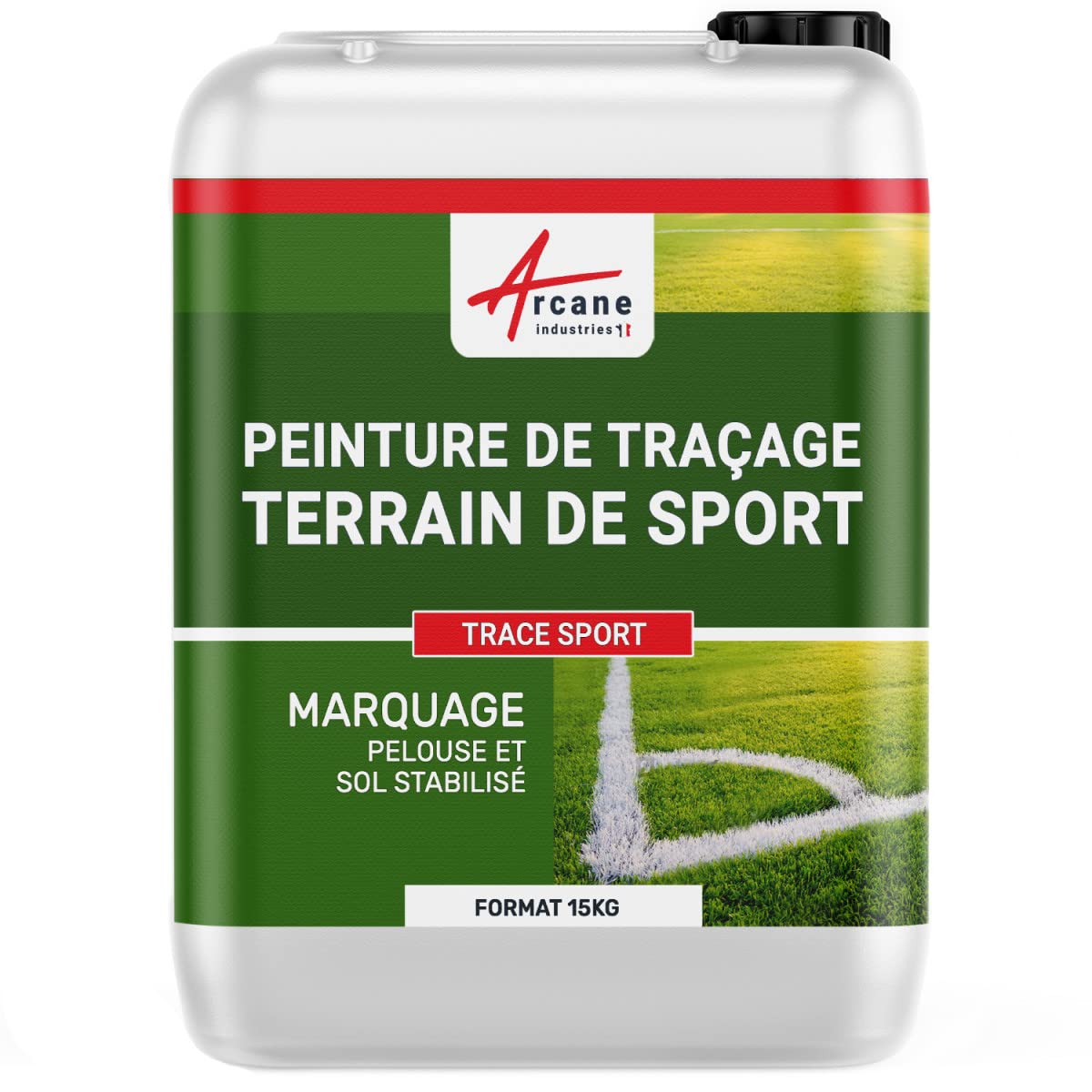 ARCANE INDUSTRIES Peinture pour Terrain de Football, Rugby, Peinture provisoire, Golf, Manifestation Sportive, Logo publicitaire : Trace Sport - 15 kg Blanc
