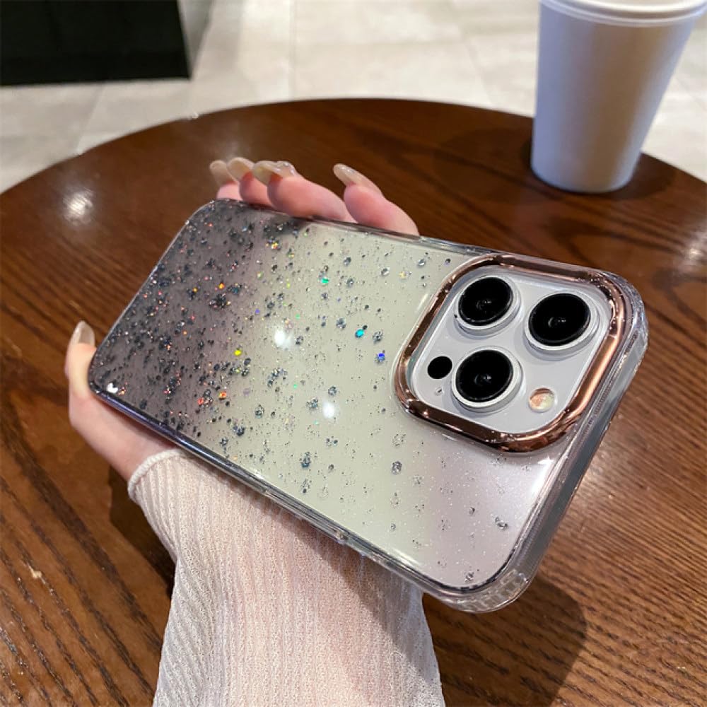 Coque de luxe iPhone 13 Pro Max paillettes dégradées noir rigide - 8