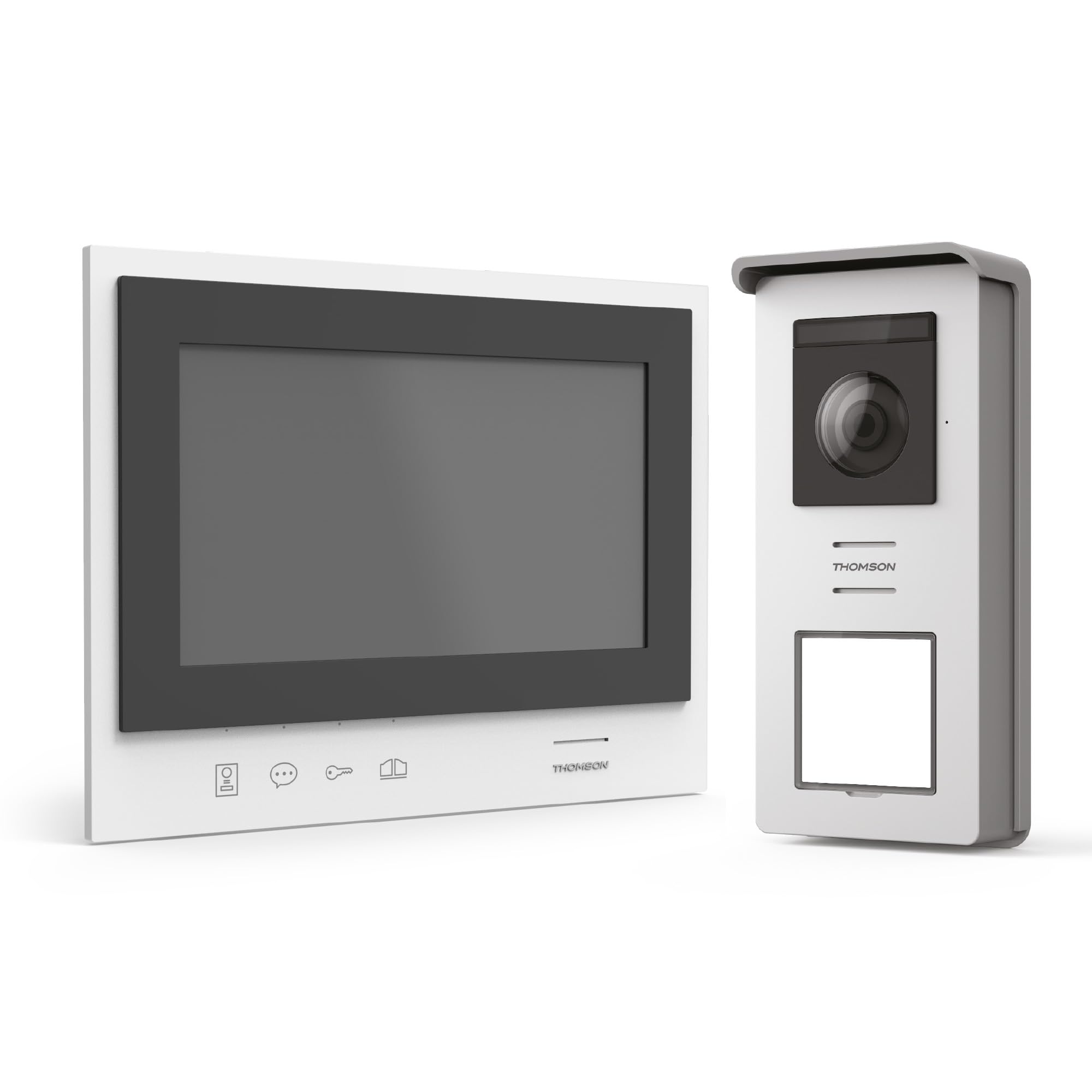 THOMSON Videoportero Inalámbrico con Pantalla, Interfono y Cámara Exterior | Pantalla HD de 7", alcance de 350 m en campo abierto, batería recargable, visión nocturna, SD de 8 GB y función Door Check.
