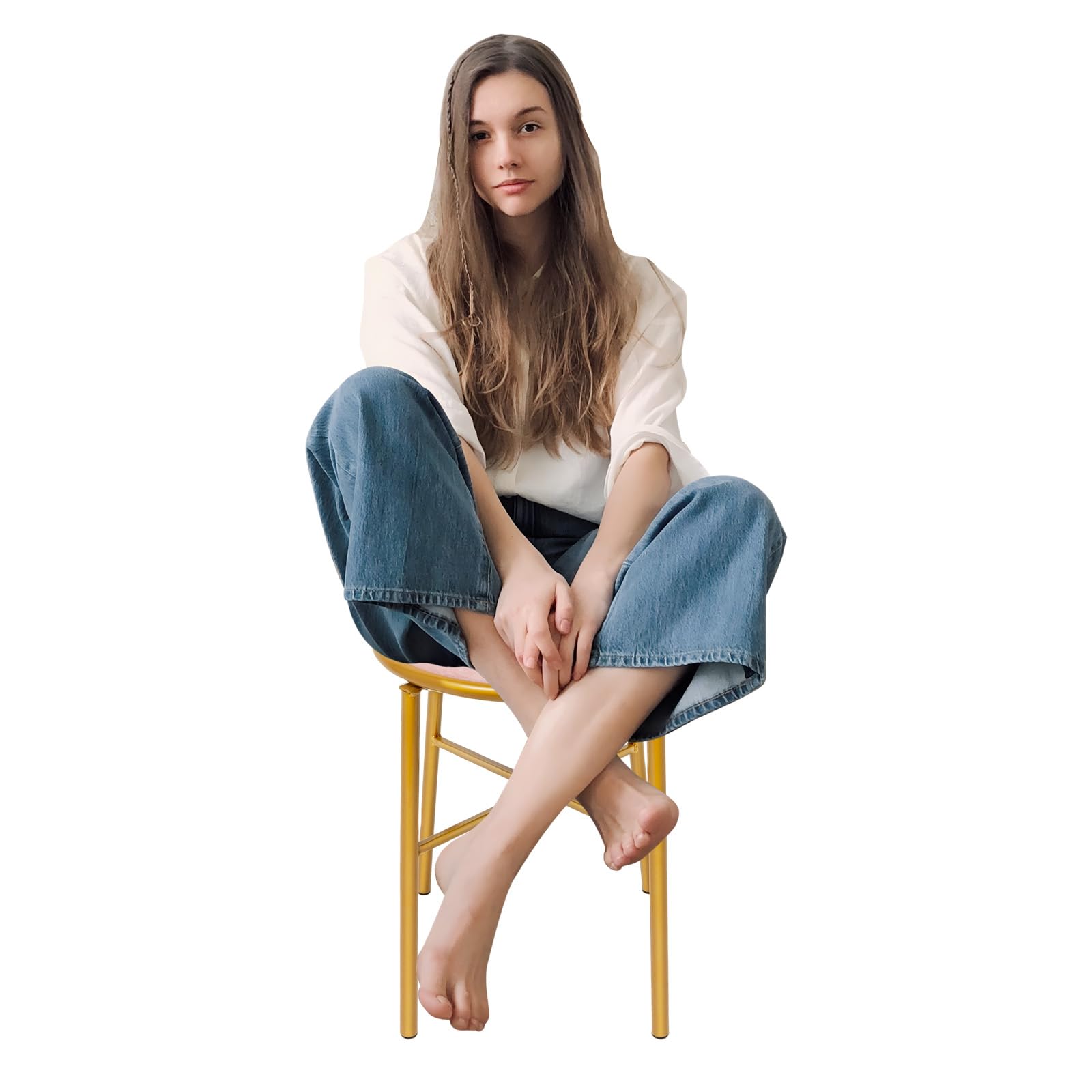 Schminktisch Stuhl, Schleifen Rückenlehne Schminkhocker, Schminkstuhl, Stabiler Make up Stuhl, Kosmetikstuhl mit Flanell und Schwamm Polsterung für Mädchen für Make-up und Mode-Räume
