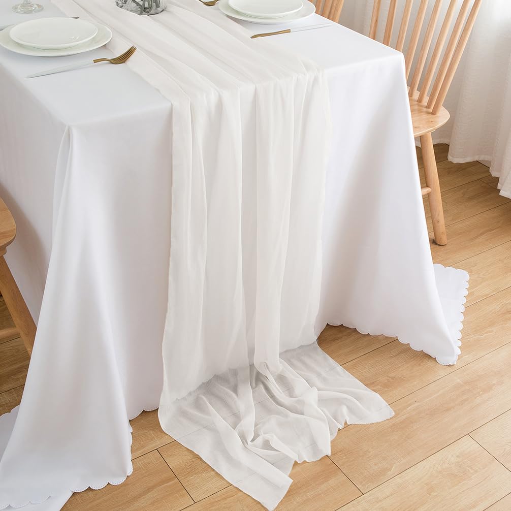 CHUQING Tischläufer Weiß Chiffon Weiss Tischband 70 cm x 4 m Hochzeit Table Runner Weißer