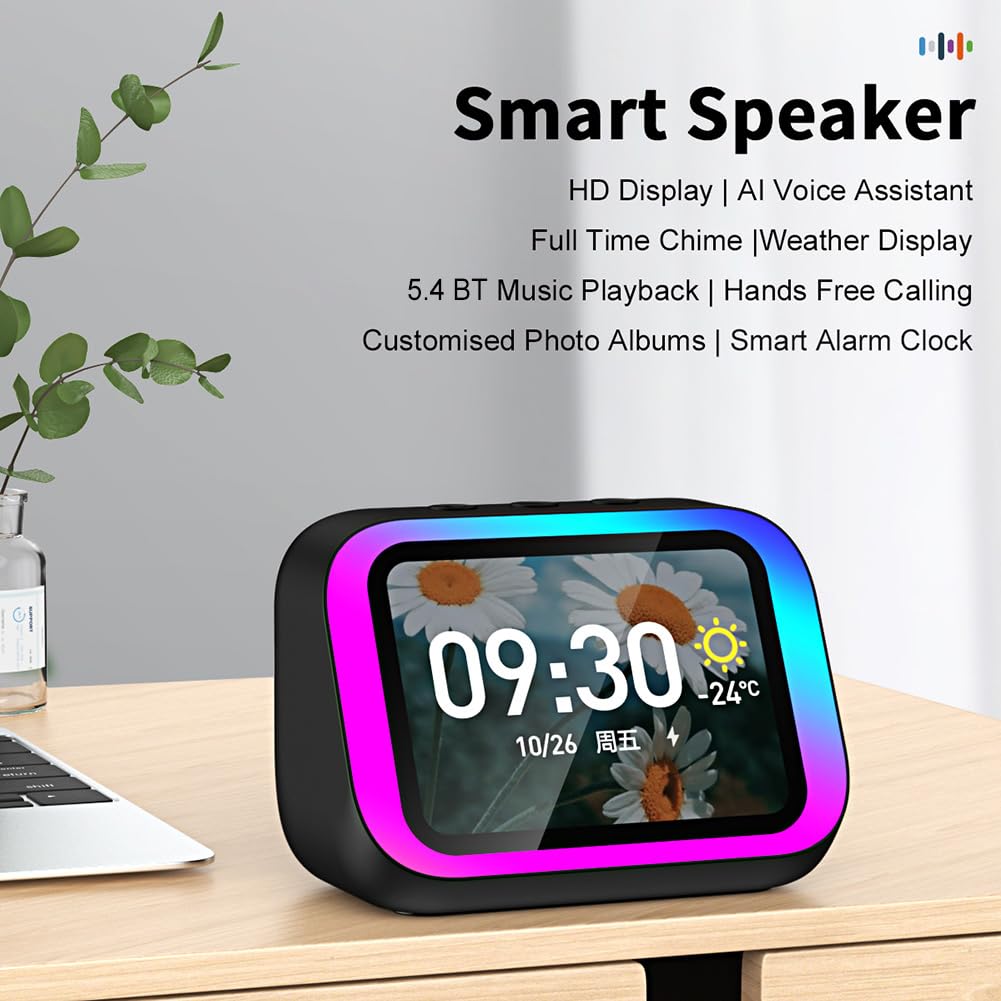 Inteligentny z asystentem głosowym i budzikiem świetlnym RGB do domu i sypialni Bluetooth