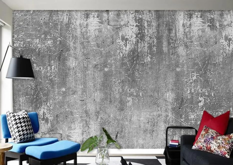 Papier peint 3D effet ciment pour créer une ambiance loft industriel de café cosy