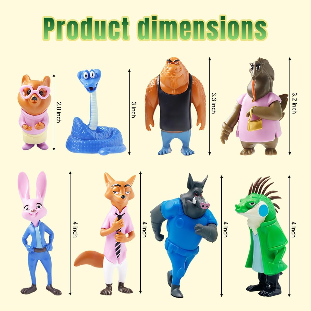 Zootopia 2 Figures Toy (8-Pack) - 4 Inch Collectible Toy Games Set, Official Movie Miniature Figurines for Kids & Fans.Party Favors, Birthday Gifts