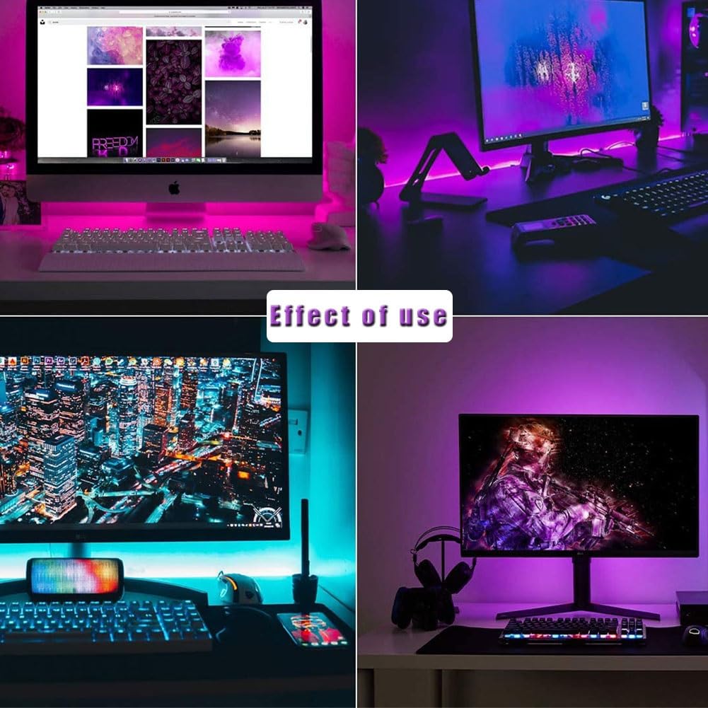 Striscia LED con telecomando, 16 milioni di colori, sincronizzazione musicale e funzione timer per retroilluminazione TV e computer