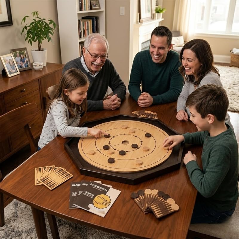 Tradeopia 4 en 1 Juego de Mesa Crokinole Deluxe miniatura 6