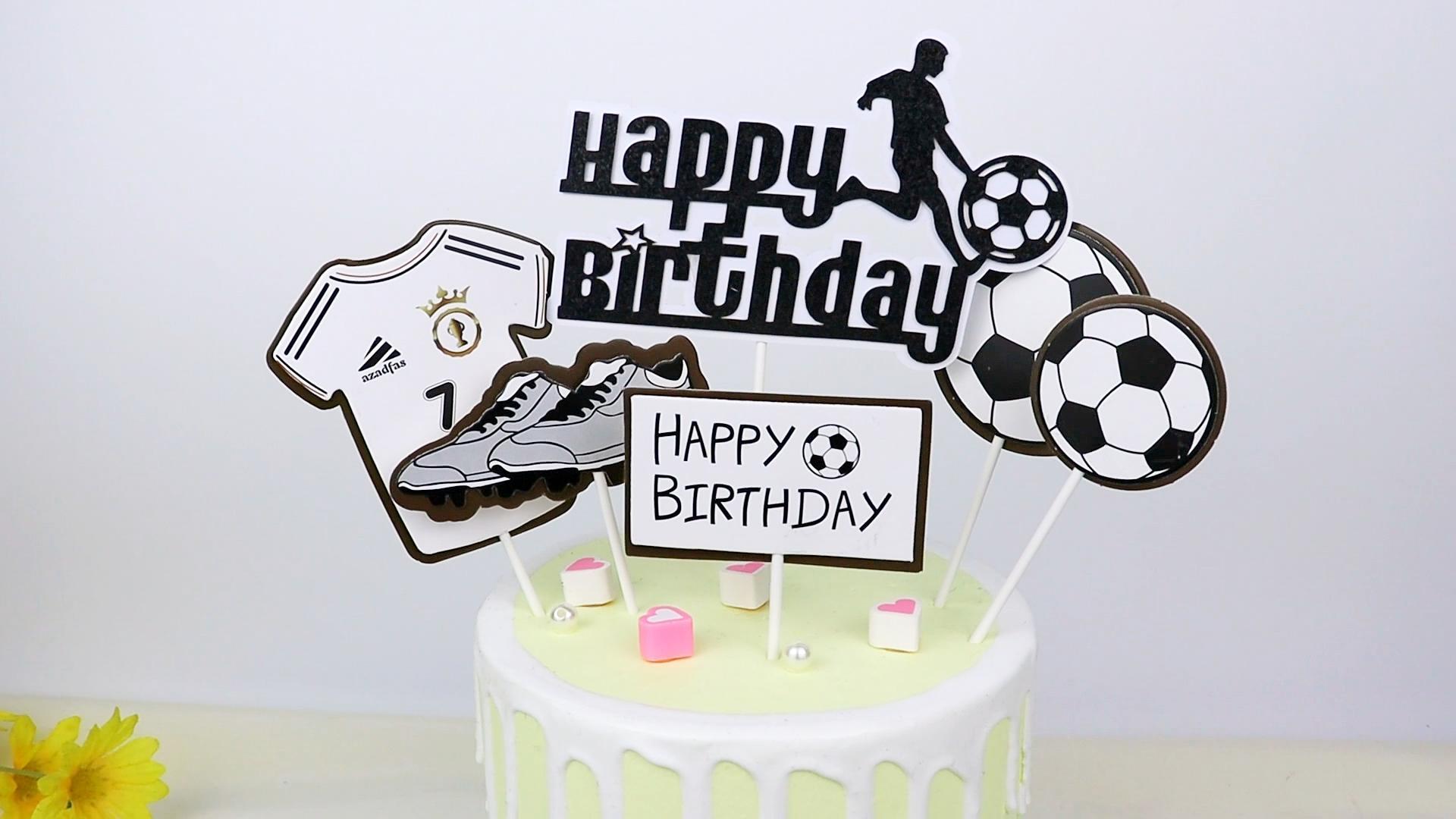 Silars Decorazioni Torta Compleanno Calcio, 7pz Topper Torta