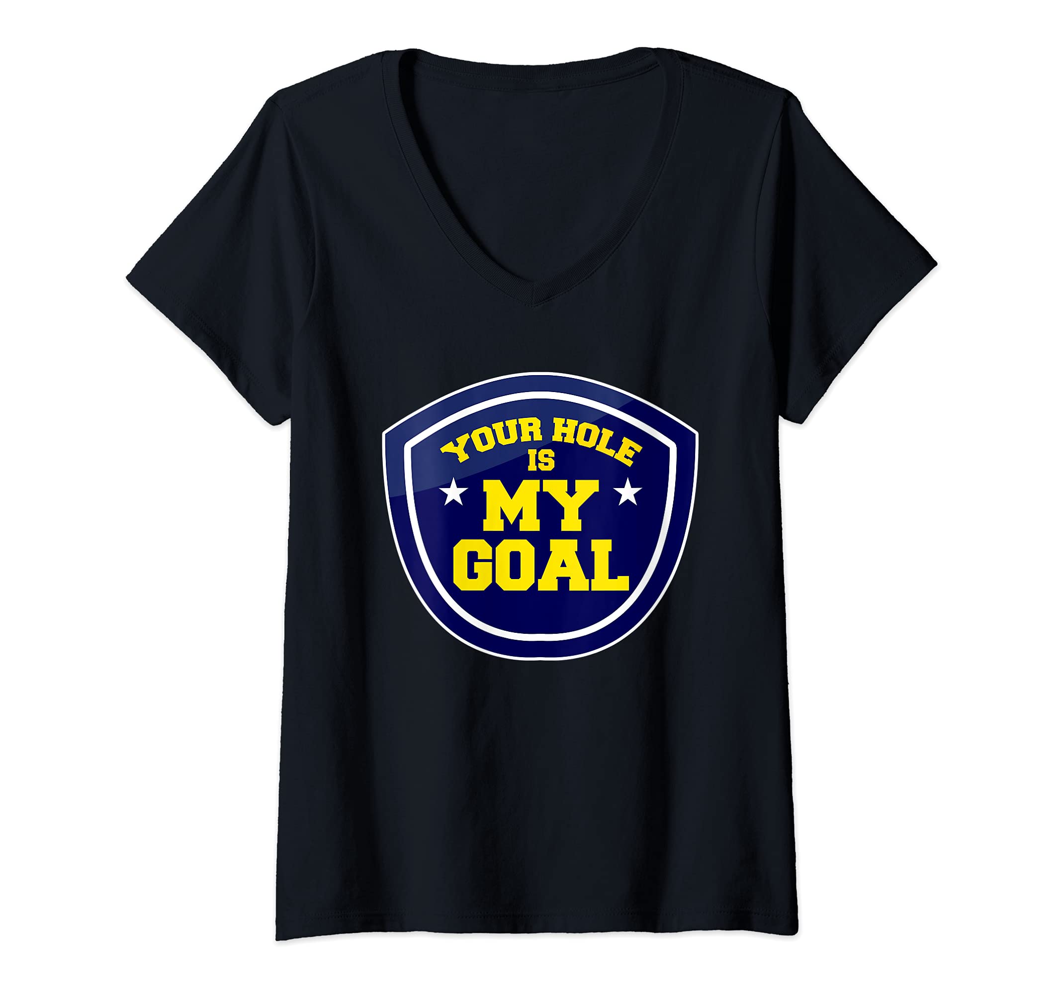 Womens Your Hole is my Goal Cornhole Player Bean Bag Toss Baggo V-Neck T-Shirt, Black