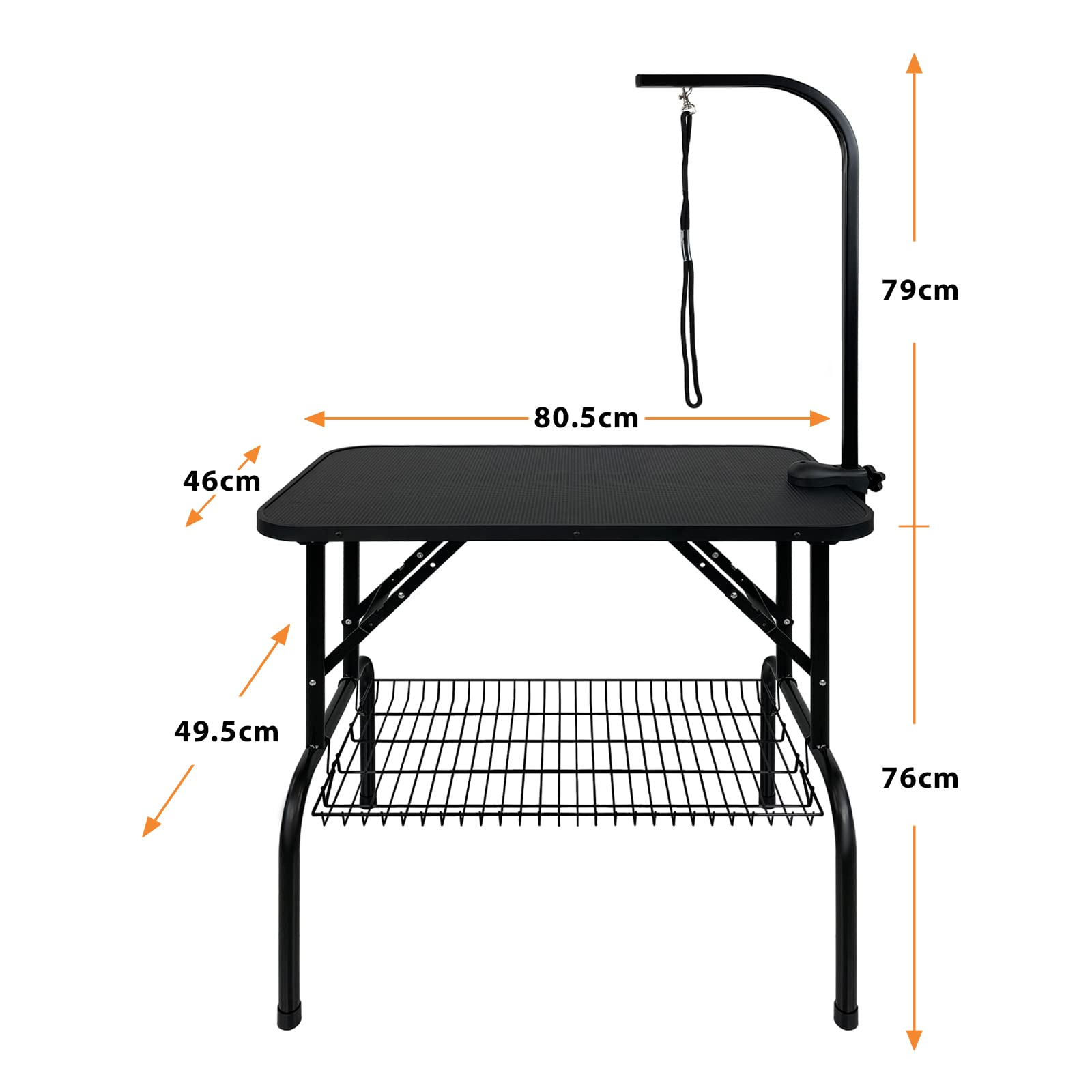 UISEBRT Tavolo da toelettatura per cani con soffietto regolabile in altezza, portata fino a 60 kg, per cani e gatti, 80,5 x 46 x 76 cm
