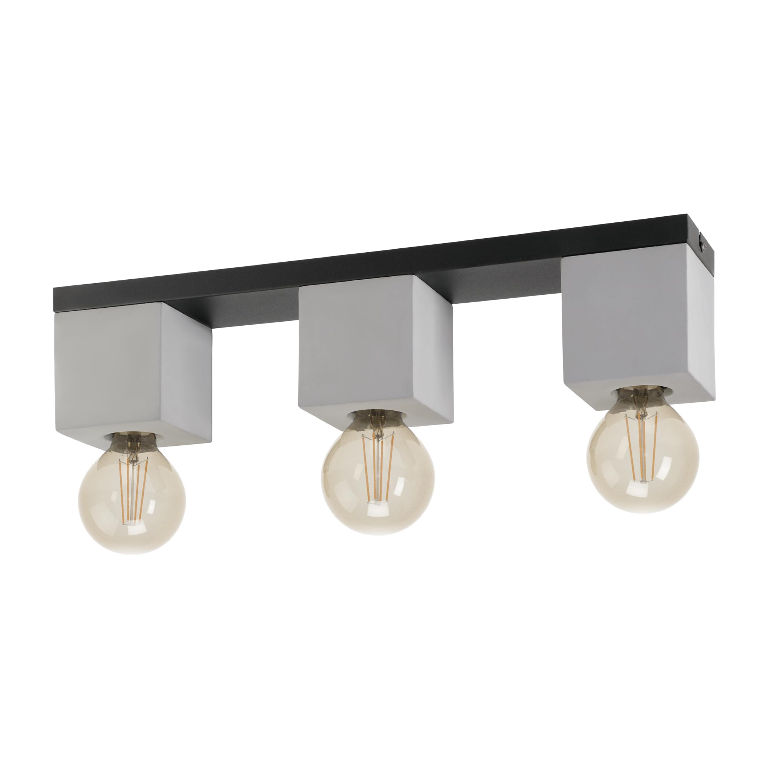 EGLO Deckenlampe Prestwick 3, 3 flammige Deckenleuchte, industrial, Wohnzimmerlampe aus Beton in Grau und Metall in Schwarz, Schlafzimmerlampe mit E27 Fassung