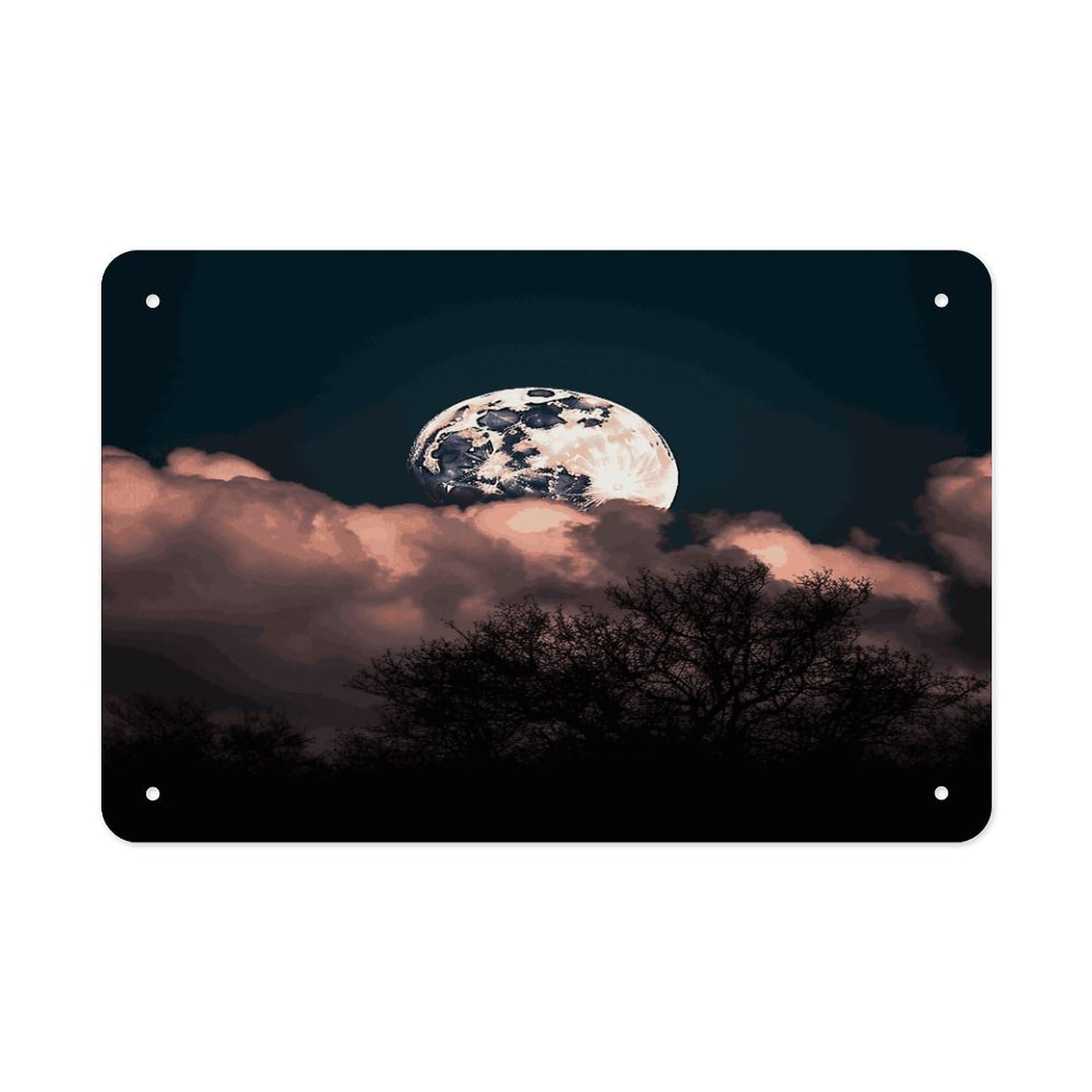 Fekiloot Style Full Moon Metal Signs Wall Art Tin Sign