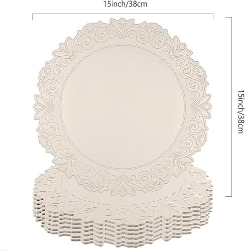 Miniatura 2 de Noctiflorous Juego de 6 manteles individuales redondos de piel sintética de 15 pulgadas, impermeables, lavables, resistentes al calor, para mesa de