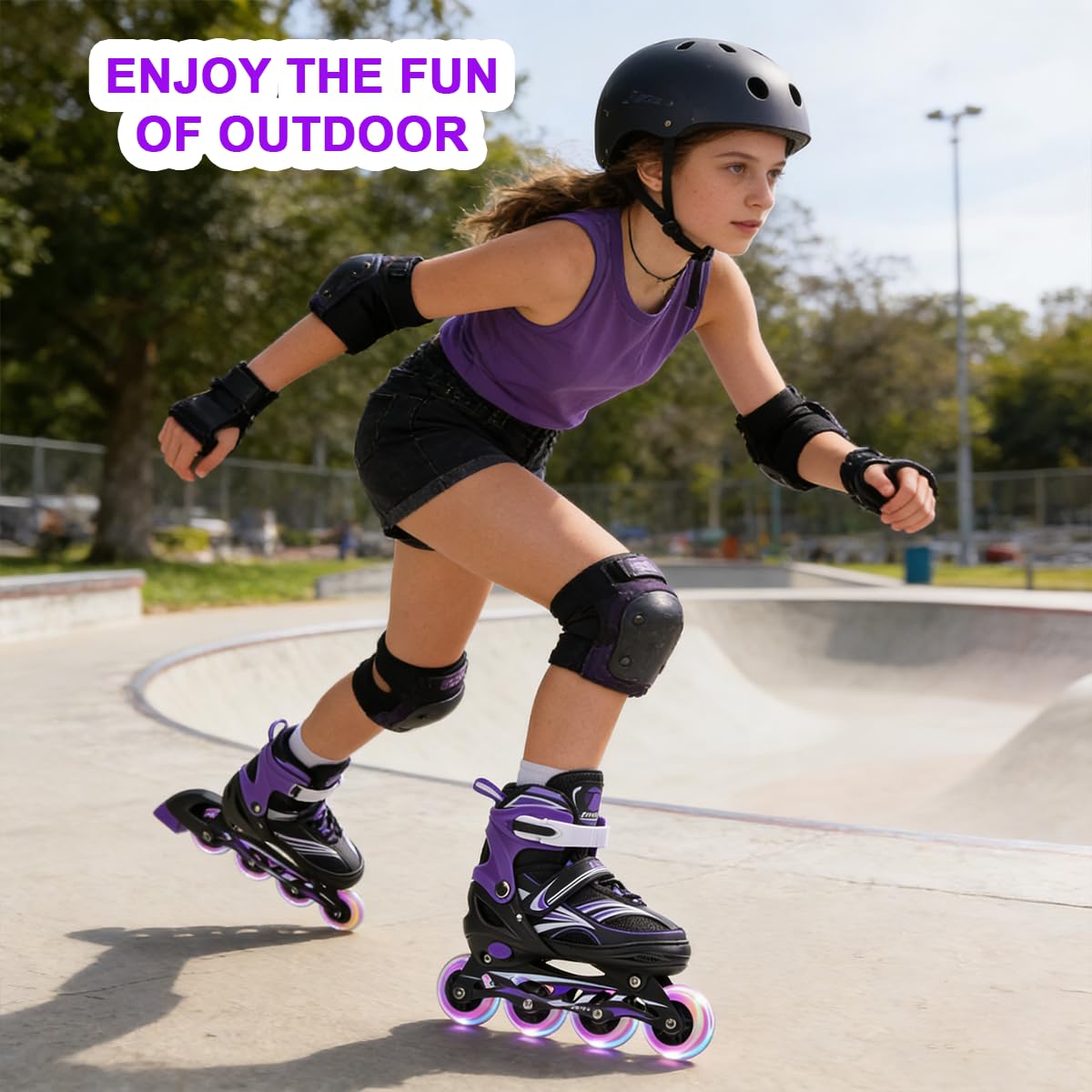ERNAN Patines en línea, Patines en línea Ajustables iluminados para niños, Patines en línea para niños y niñas,jóvenes, Principiantes