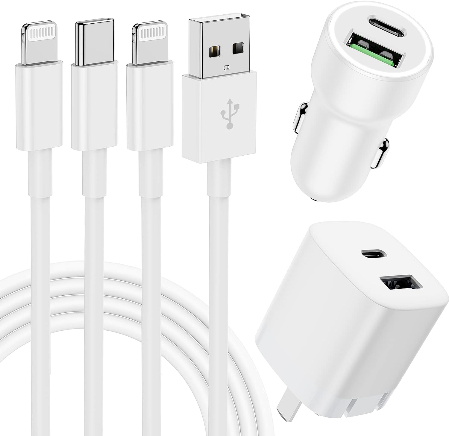 iPhone 14 13 Foldable Dual Port Fast Charger, PD 20W USB C