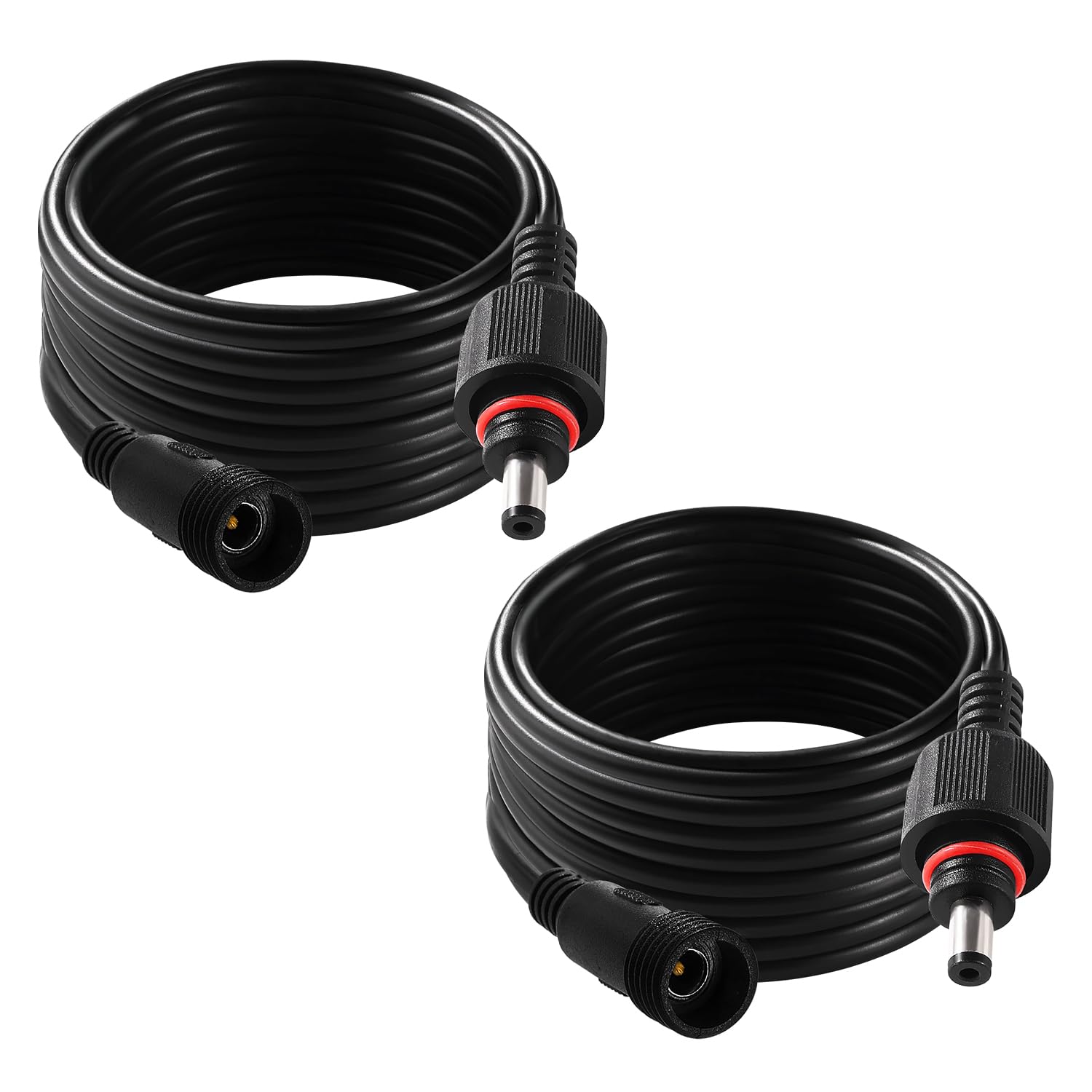 KUOQIY 2 PCS 3m 5.5x2.1 mm M14 Thread IP67 Waterproof DC Power Extension Cable, 12V 24V DC Male to Female Power Supply Adapter Extension Lead 22AWG, for Solar Garden Lights