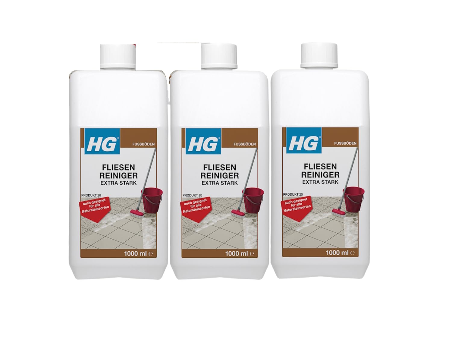 HG Fliesen Reiniger Extra Stark – 3er Set Intensivreiniger Schmutzlöser für Bad & Küche