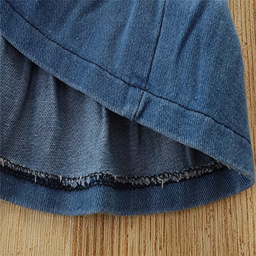 Girl Frocks Toddler Girls Summer Short Sleeve Turndown Neck Frilly Denim Dress Princess Skirt Long Light Dress Girls2