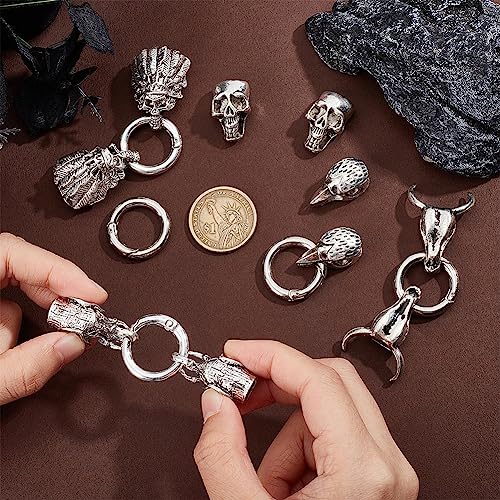 UNICRAFTALE About 5 Sets 5 Styles Tibetan Style Alloy Cord Ends Antique Silver Spring Gate Rings Animal Head O Rings Leather Cord Buckle Column End Clasps for Jewelry Making - Image 3