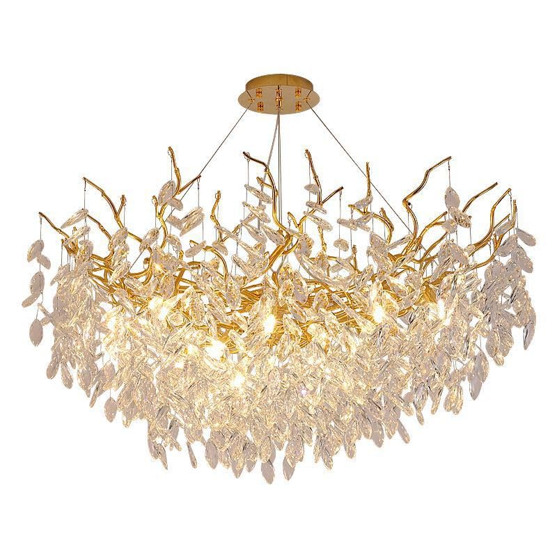 Luminaire suspendu pour haut plafond et salle à manger en cristal moderne