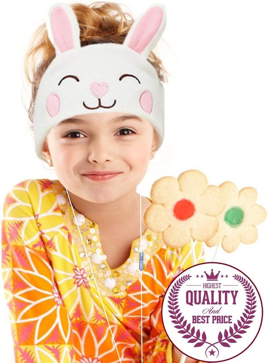 Charlxee Kids Headphones Cozy and Foldable Headphone Headband Toddler Headphones for Air Travel or Home - White Rabbit