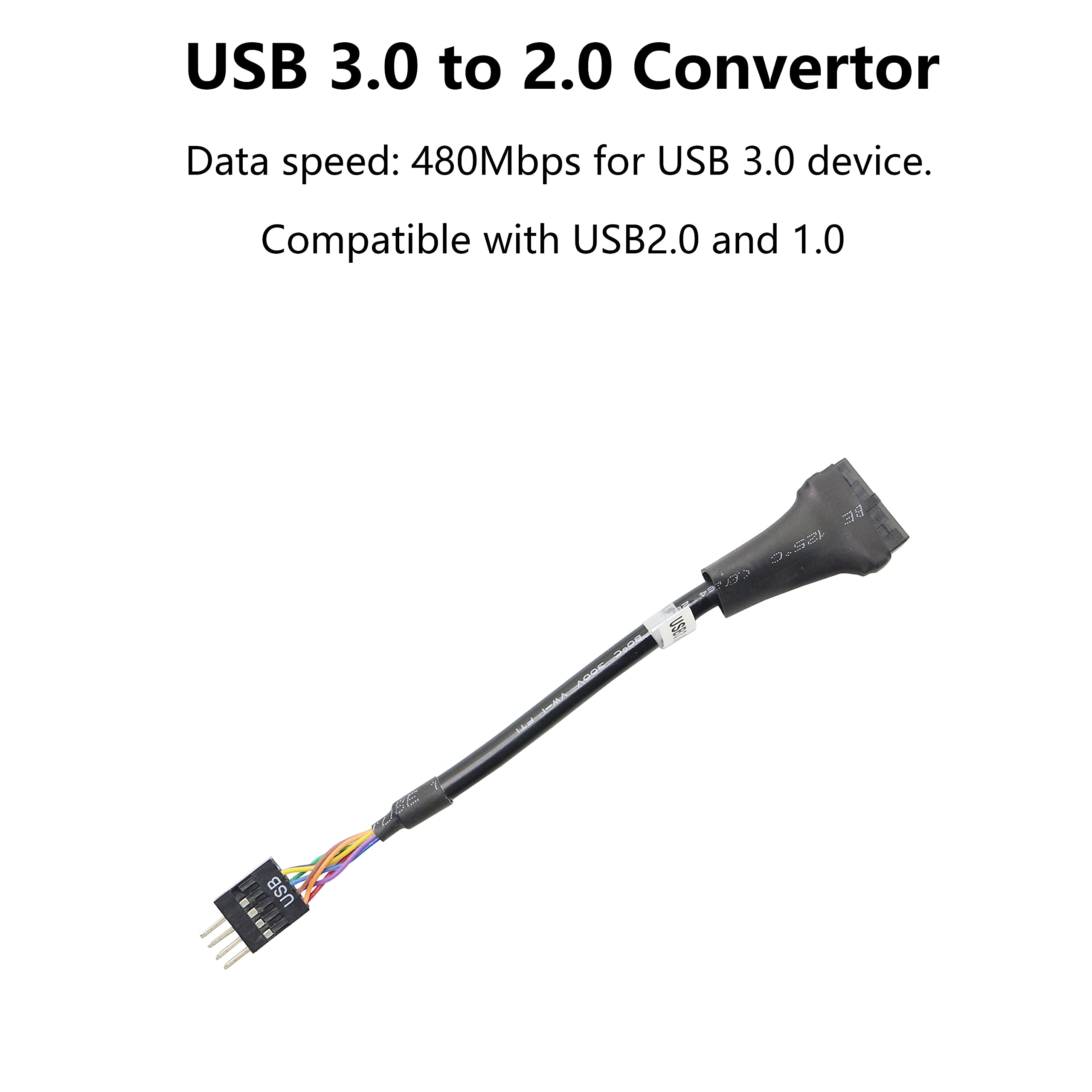 5x USB 3.0 Auf USB 2.0 Adapterkabel – 20-Pin Auf 9-Pin, 15 Cm, Für Mainboard-Anschlüsse