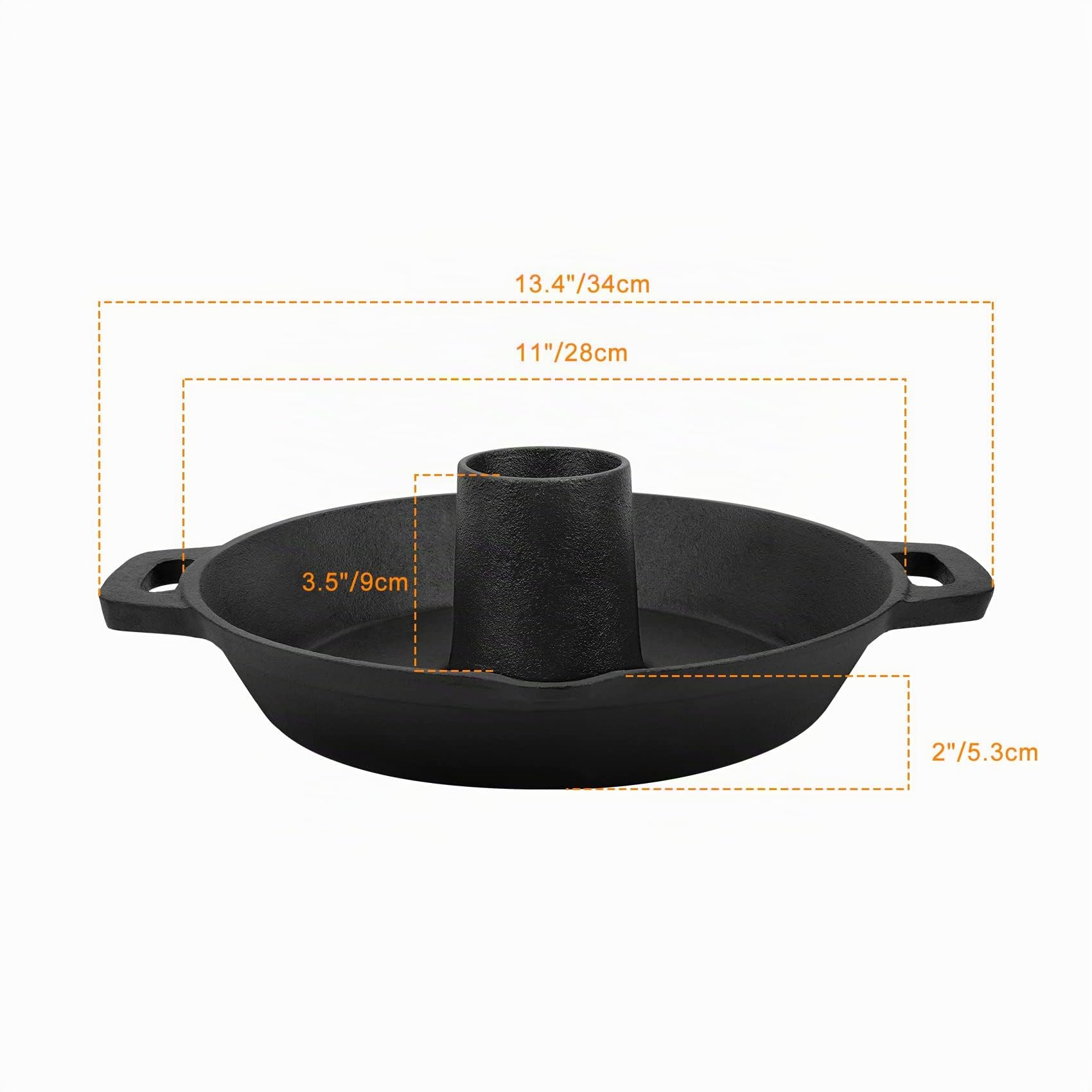 Onlyfire Supporto per arrosti per pollo in ghisa, padella per arrosti per pollame per barbecue con beccuccio e manico, accessorio per barbecue per grill e forno