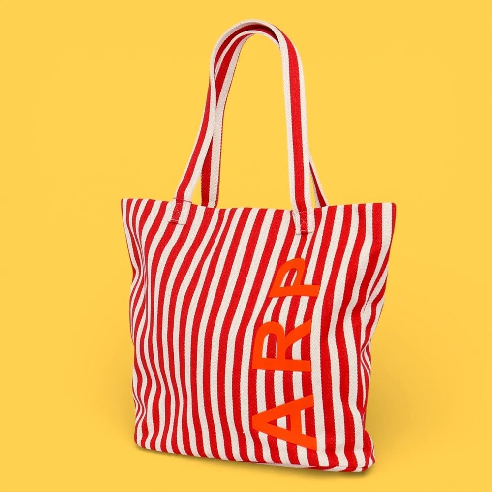 Agatha Ruiz de la Prada Bolso Tote Playa con cremallera y franjas de color rojo