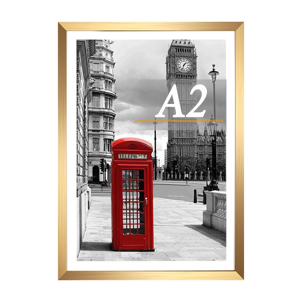 A2 Picture Frame 1Pack, A2 Gold Picture Frames 42 x 59.4cm, A2 with Wall Mountable