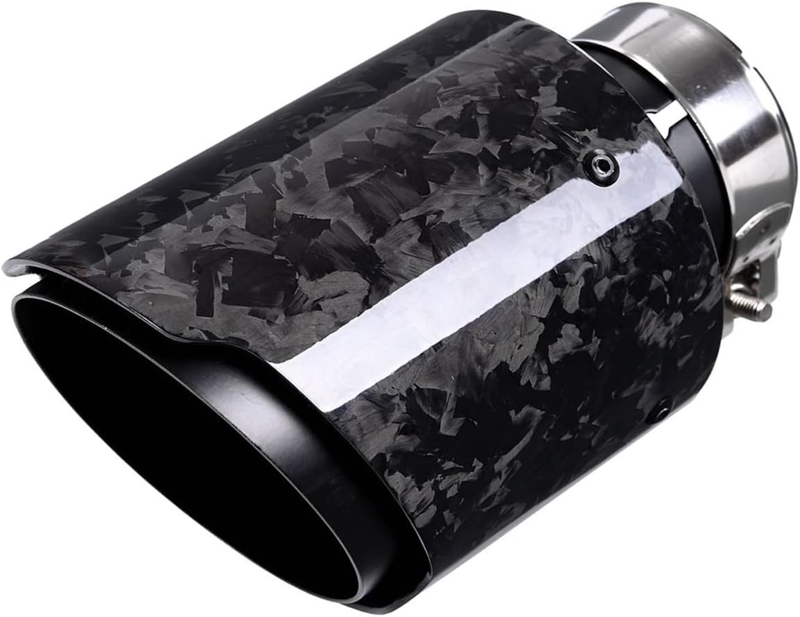 Car Forged Carbon Fiber Exhaust Pipe Muffler Tips with Black 304 Stainless Steel Tailpipe (inlet ID 2.5in, outlet OD 4in)