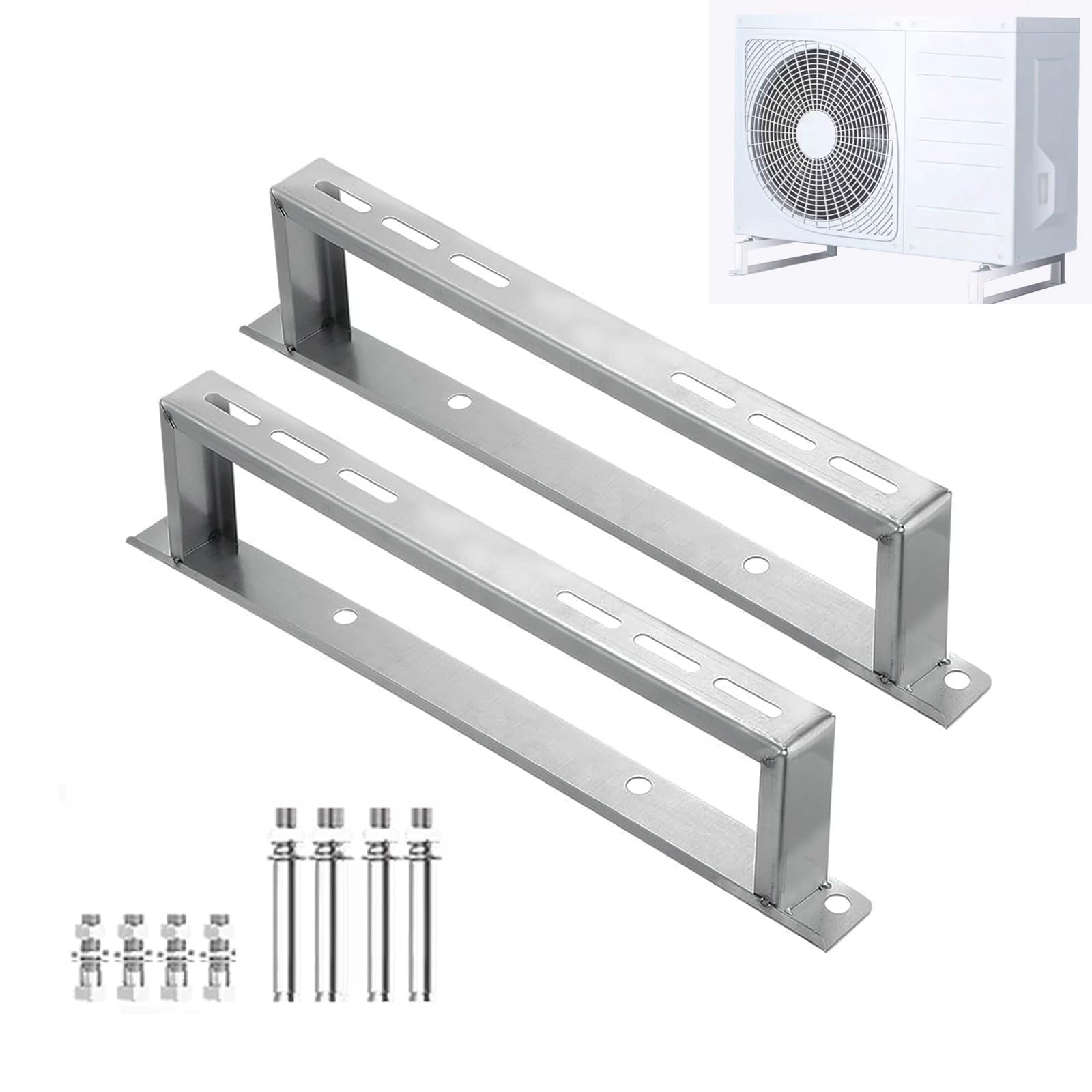 Soportes de Aire Acondicionado, Soporte de Suelo Resistente, para Aires Acondicionados con Bomba de Calor, Acero Inoxidable, Carga Máxima 150 KG(48x10x4.3 cm)