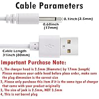 Vista 2 de 2 Pack 2.7ft Replacement DC Charging Cable, USB to DC 2.5mm Fast Charger Cord Adapter - 2.5mm (This is NOT Barrel Jack)
