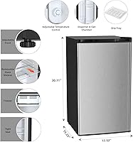 Vista 5 de Antarctic Star Mini Compact Refrigerator with Freezer, 3.2 Cu.Ft. Single Door with Adjustable Thermostat,Removable Glass Shelves for