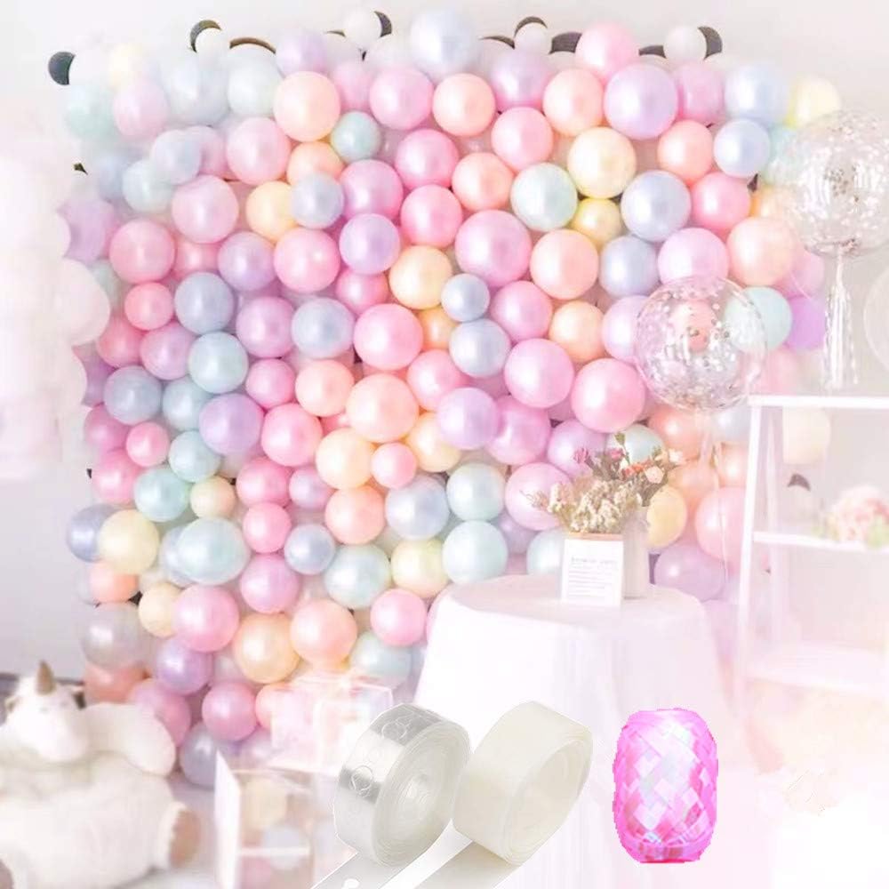 Pastel Pink Balloon Garland Arch kit 75pcs Peal Balloon White Purple Silver Champagne Balloon Kit Strip Tape 16ft Balloon dots 100 With Balloon Ribbon…