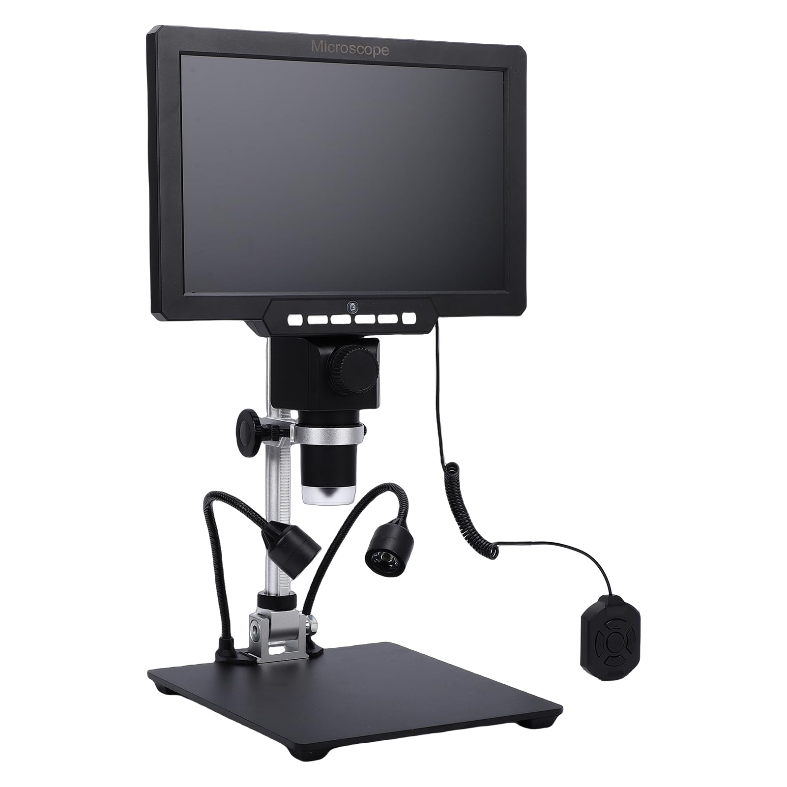 Asixxsix Mikroskop Cyfrowy 2000X, Lupa Mikroskopowa z Ekranem 12 MP i przekątną 10,1 Cala z 2 Diodami LED, Ciągłe Powiększenie 1–2000X, Kamera do Mikroskopów (Z baterią UE wtyczka 220V)