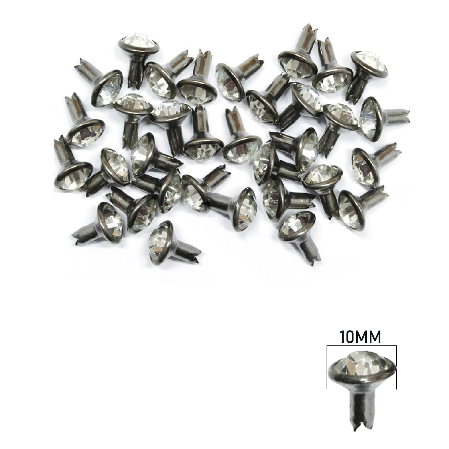 60 Rivetti A Diamante 4 Rebbi Oro Per Fai Da Te Pelle - Borchie Metalliche 10mm Per Decorare Vestiti, Cinture, Borse, Scarpe E Gioielli