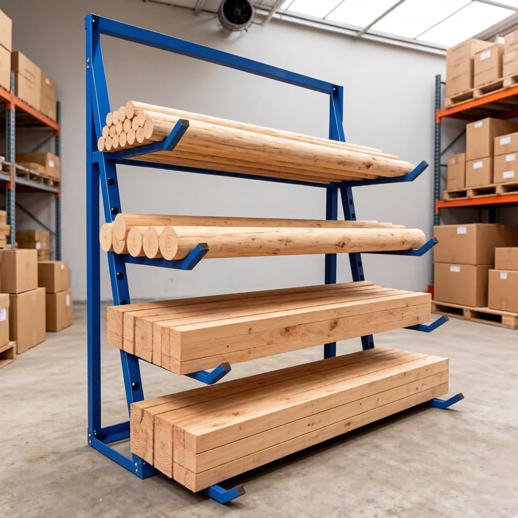 4-Tier Heavy Duty Adjustable Arm Utility Cantilever Rack, 4000LBS Alloy Steel Lumber Storage Rack, Horizontal Pipe Organizer for Wood & Conduit in Garage, Workshop, Shed