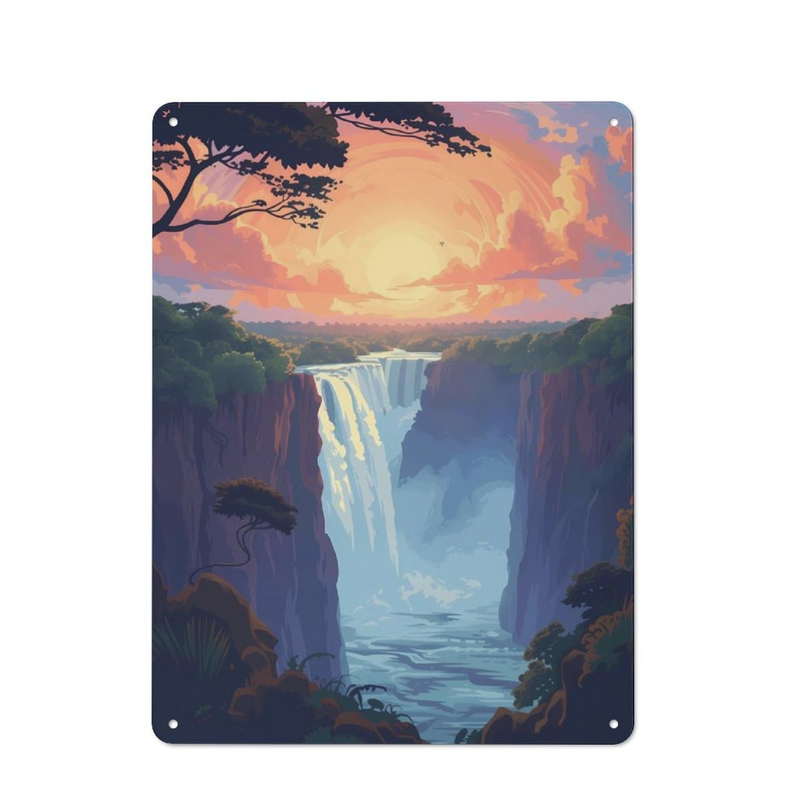 Junmoney Dreamy Victoria Falls Tin Wall Plaque 40X30cm With For Dining Room Or Kitchen, For Vintage Wall Decor Fans, For Themed Room Decoration