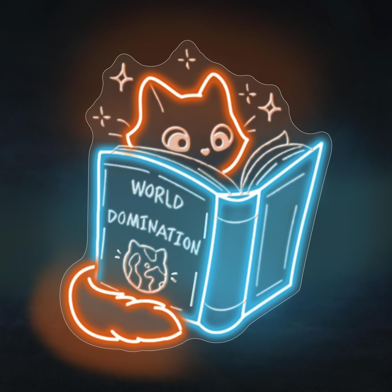 Books and Cat Neon Sign, Cat Sign 3D Carving Led Sign, Cat Read Book Led Light, Library Wall Art, Book Store Decor, Gift For Kid Led Neon Light