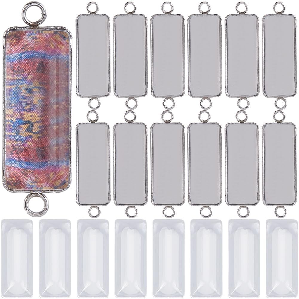 Breloques de connecteur en acier inoxydable 304 rectangulaires pour création de bijoux