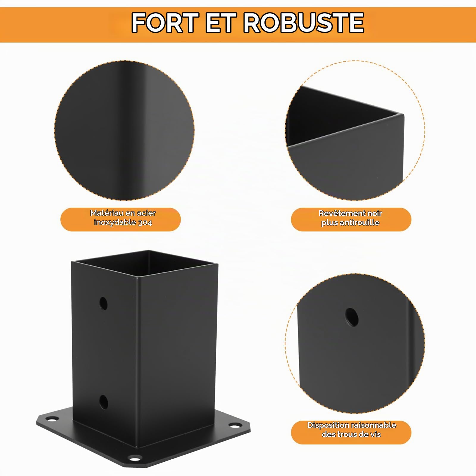 McBlast 1 Pièce Support Poteau Bois à Visser 100x100x150 mm | McBlast 1 Pièce Support Poteau Bois à Visser 100x100x150 mm